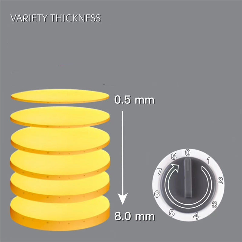 Illustration of yellow discs with varying thicknesses and a rotary dial on a gray background.